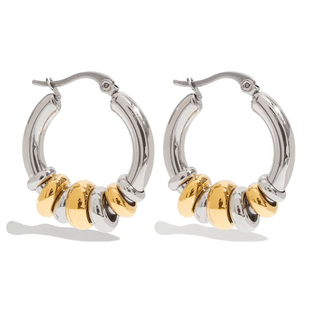 ELENYS Essence Hoops Dual – pozlacené náušnice 18K žluté zlato