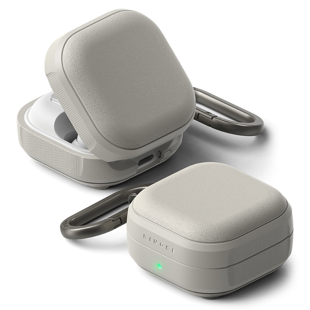 Ringke - Ochranné pouzdro Onyx Magnetic - pro Samsung Galaxy Buds 4 Pro, Protiskluzová textura, Otvor pro karabinu - Teplá šedá