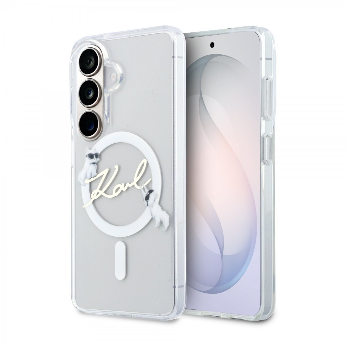 Zadní kryt Karl Lagerfeld IML Choupette Karl Script Logo Magnetic pro Samsung Galaxy S26 průhledný