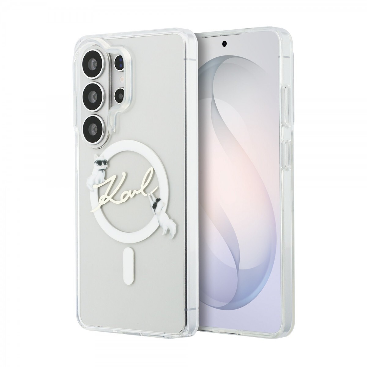 Zadní kryt Karl Lagerfeld IML Choupette Karl Script Logo Magnetic pro Samsung Galaxy S26 Ultra průhledný