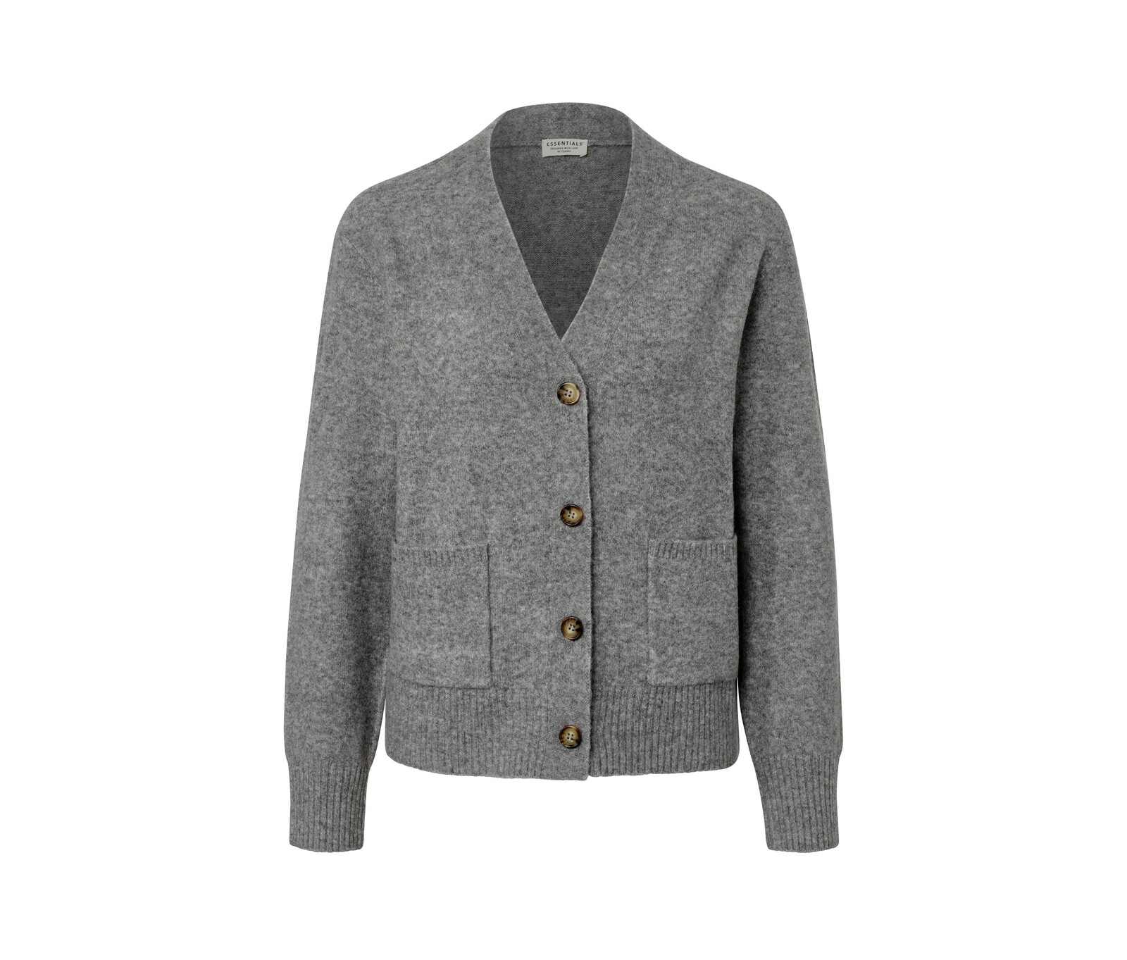 Tchibo - Pletený kabátek s vlnou - pro ženy - vel. L 44/46 - barva: šedá