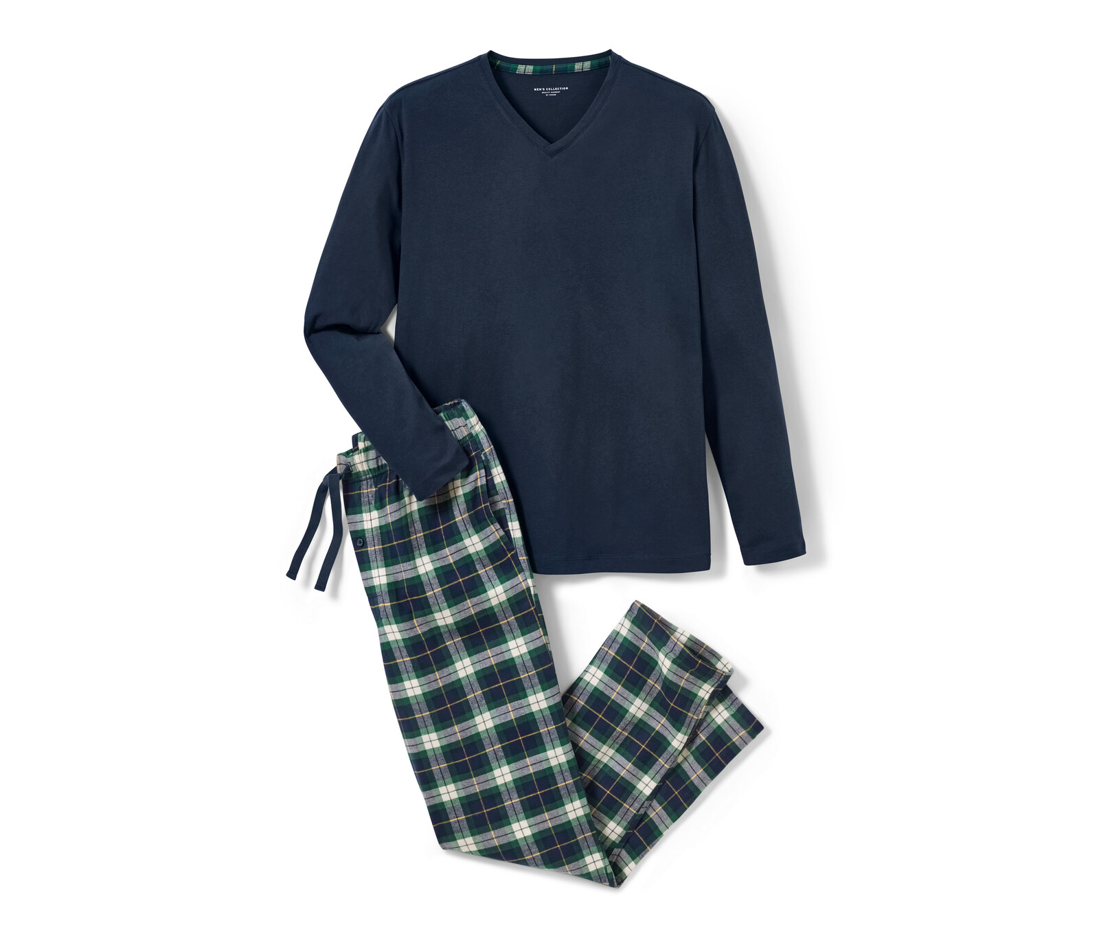 Tchibo - Pyžamo s flanelovými kalhotami - pro muže - vel. M 48/50 - barva: modrá/kostkovaný