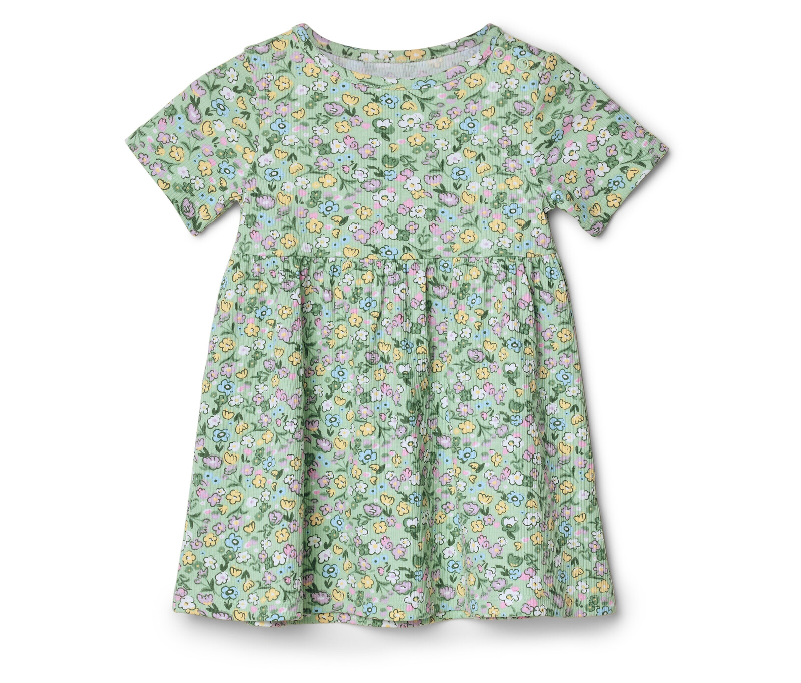 Tchibo - Dětské žebrované šaty - pro miminko - vel. 62/68 - barva: zelená/květovaný