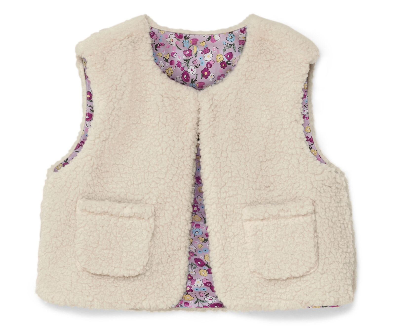 Tchibo - Dětská plyšová vesta - dámské - vel. 122/128 - barva: béžová