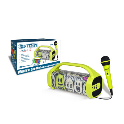 Bezdrátový reproduktor s dynamickým mikrofonem a světelnými efekty