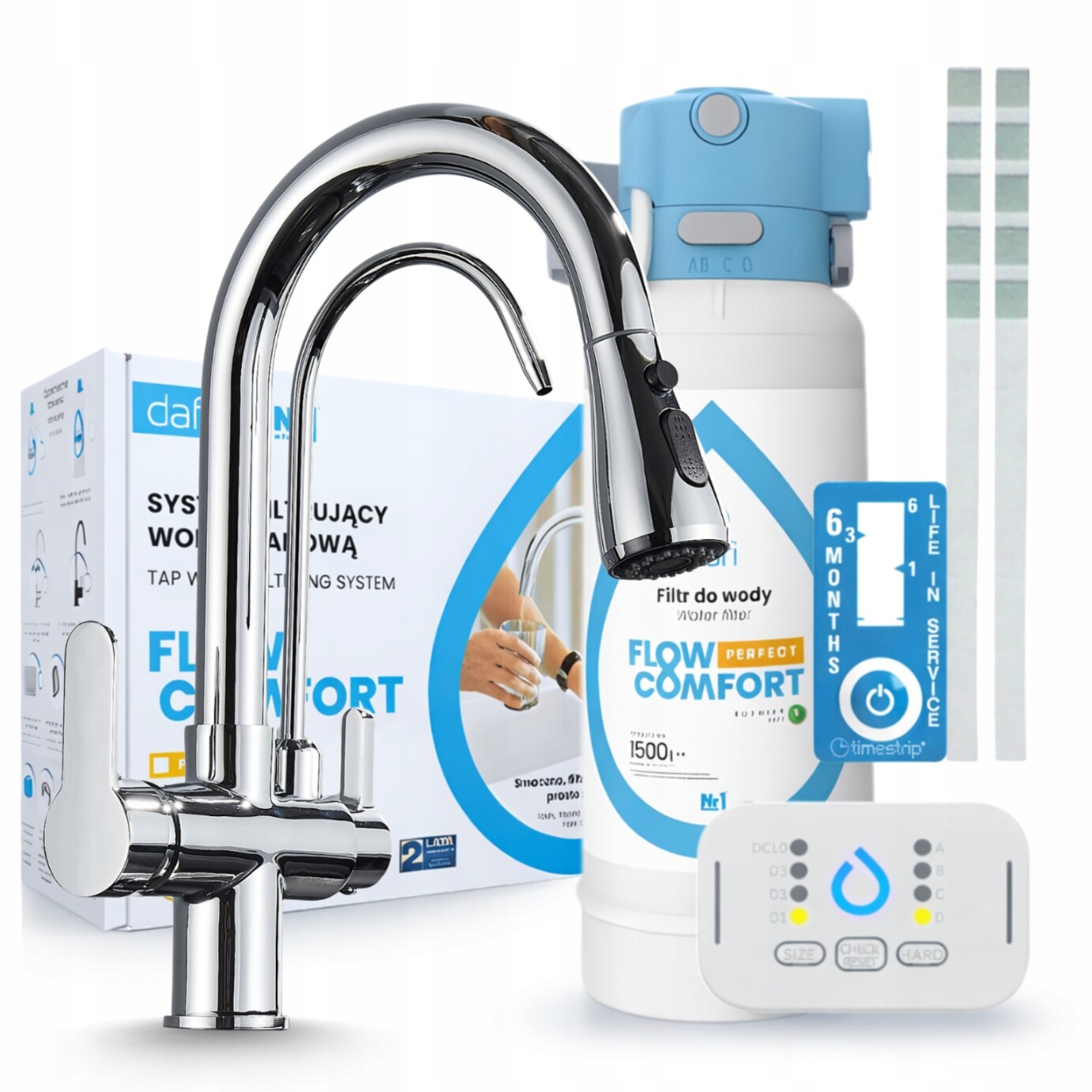 Filtr Pod Dřez Dafi Flow Control D-1 A Kohoutek Na Vodní Filtr Kuchyňský, Stříbrný