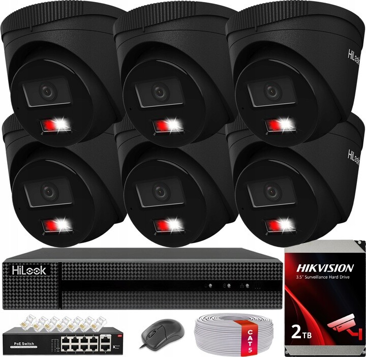 Sada monitorování Ip 6 kamer IPC-T260HA-LU Black Externí PoE Hdd 2TB