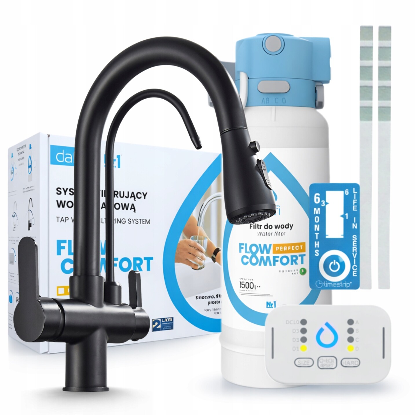 Filtr Na Vodu Dafi Flow Control D-1 A Kuchyňská Třícestná Baterie Černá