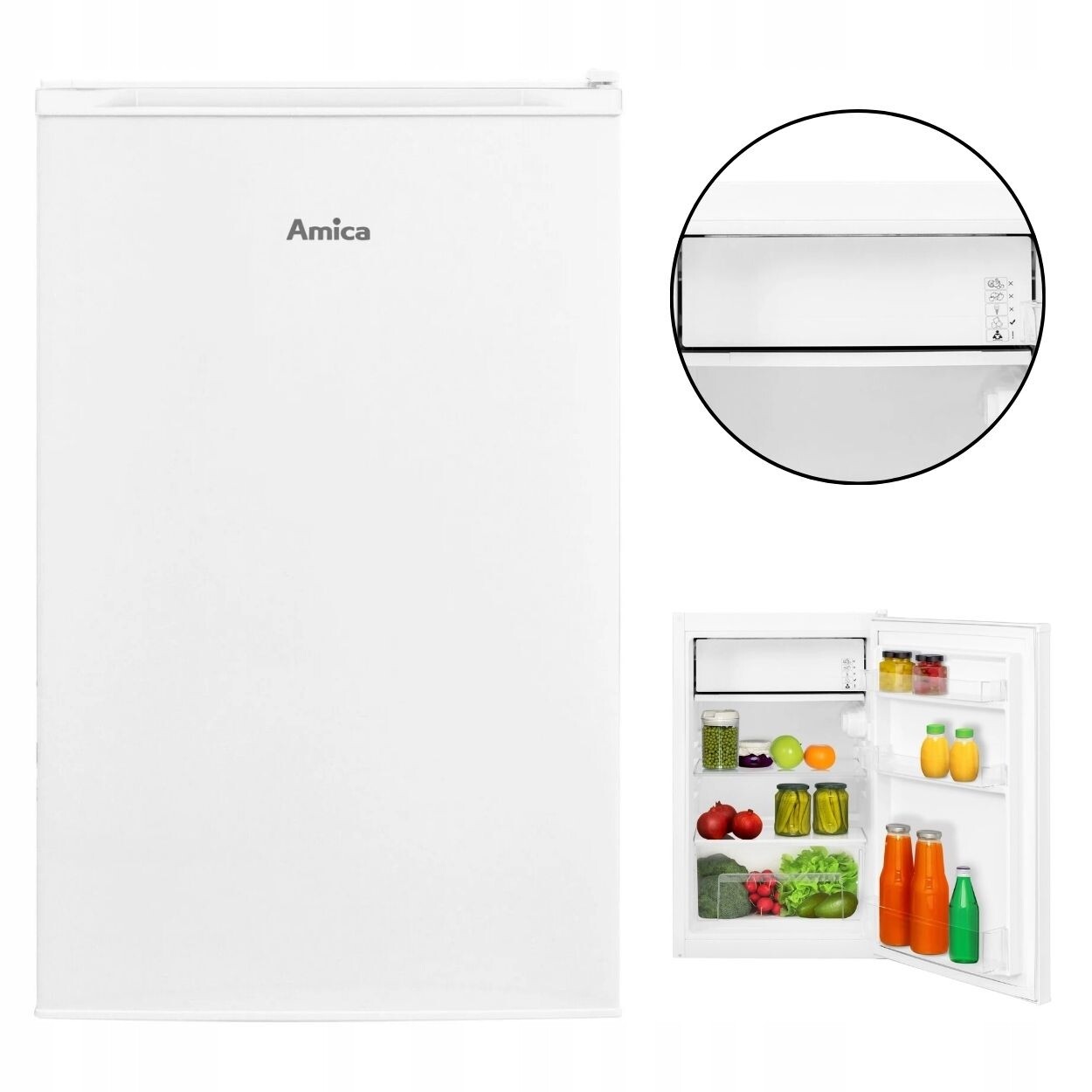 Chladnička Amica Fm 135.4(E) Malá bílá Prostorná Led Jednodveřová