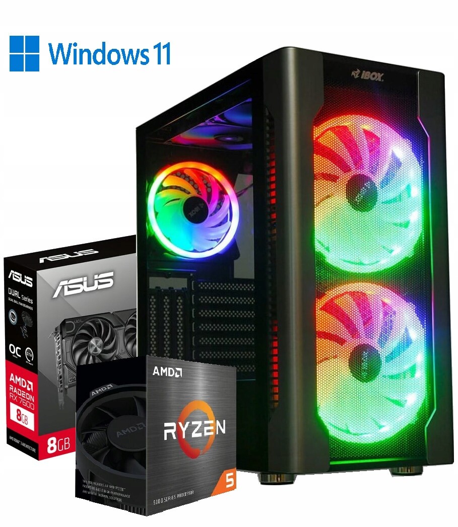 Počítač Ryzen 5 5500, Rx 7600 8 Gb, 16 Gb DDR4, 480 Gb M.2 WIN11