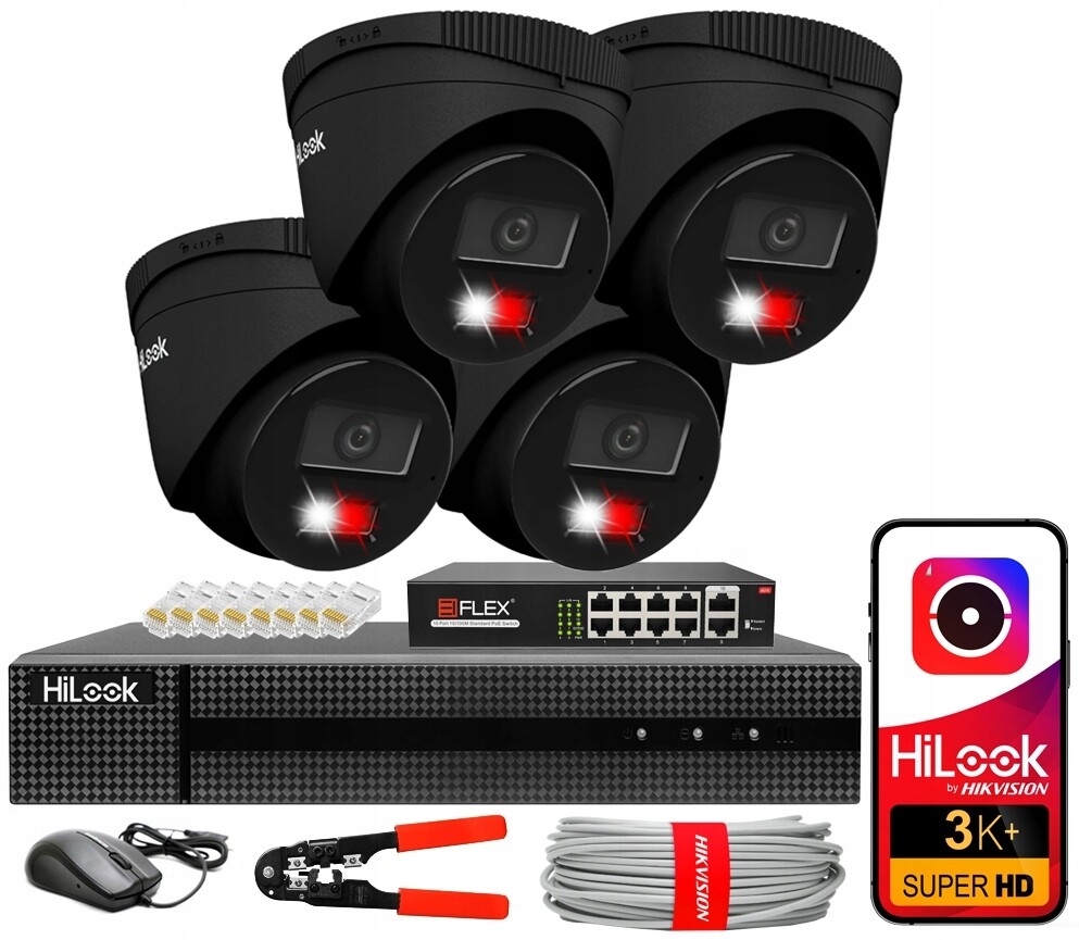 Sada monitorování Ip 4 kamery 6MPX IPC-T160HA-LU Black Nvr Switch 8x PoE