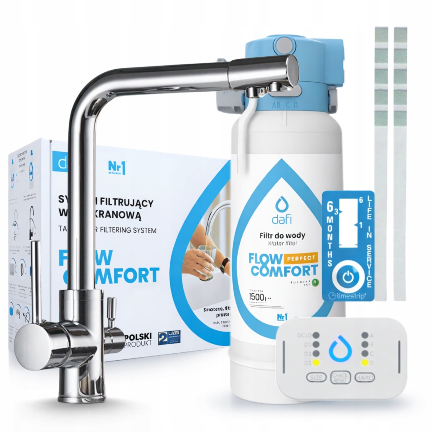 Filtr Na Vodu Dafi Flow Control D-1 A Kuchyňská Třícestná Baterie, Stříbrná Barva