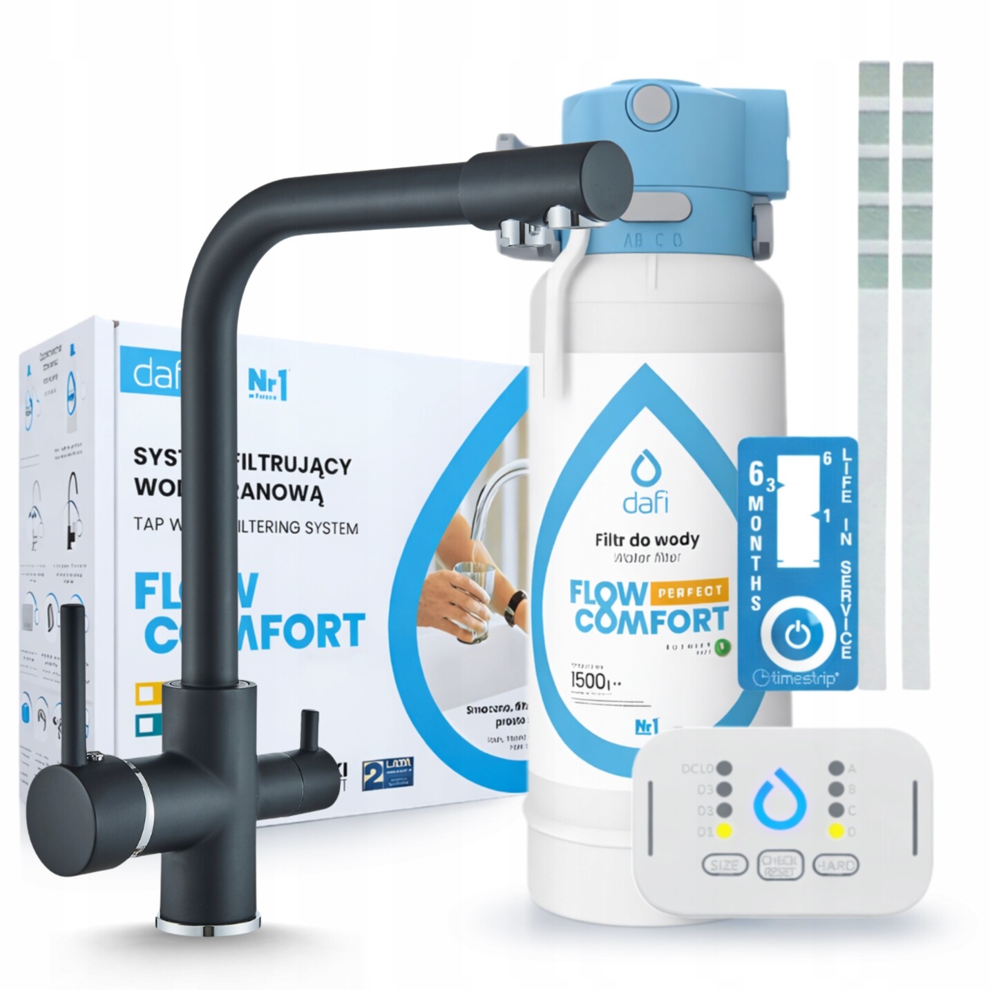 Filtr Na Vodu Dafi Flow Control D-1 A Třícestná Stojánková Baterie Černá Pzh