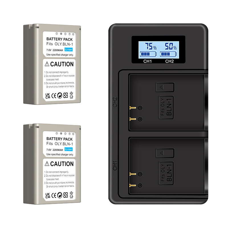 2ks BLN-1 Bln 1 Baterie LCD Nabíječka pro Olympus Om-d E-M1 Pen F E-M5 E-P5
