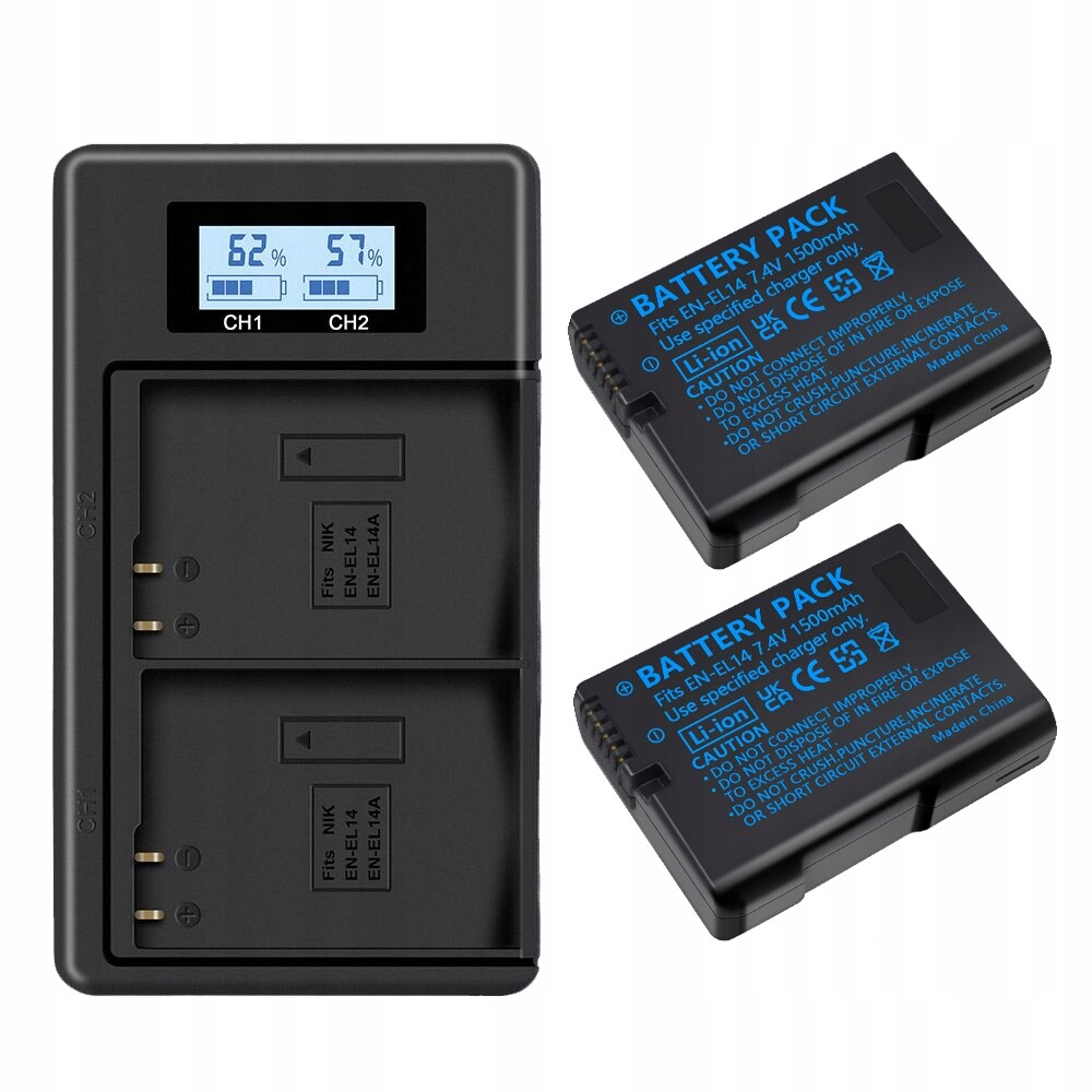 2ks EN-EL14 Baterie LCD Nabíječka pro Nikon D5500 D5600 D3500 D5100 D5200