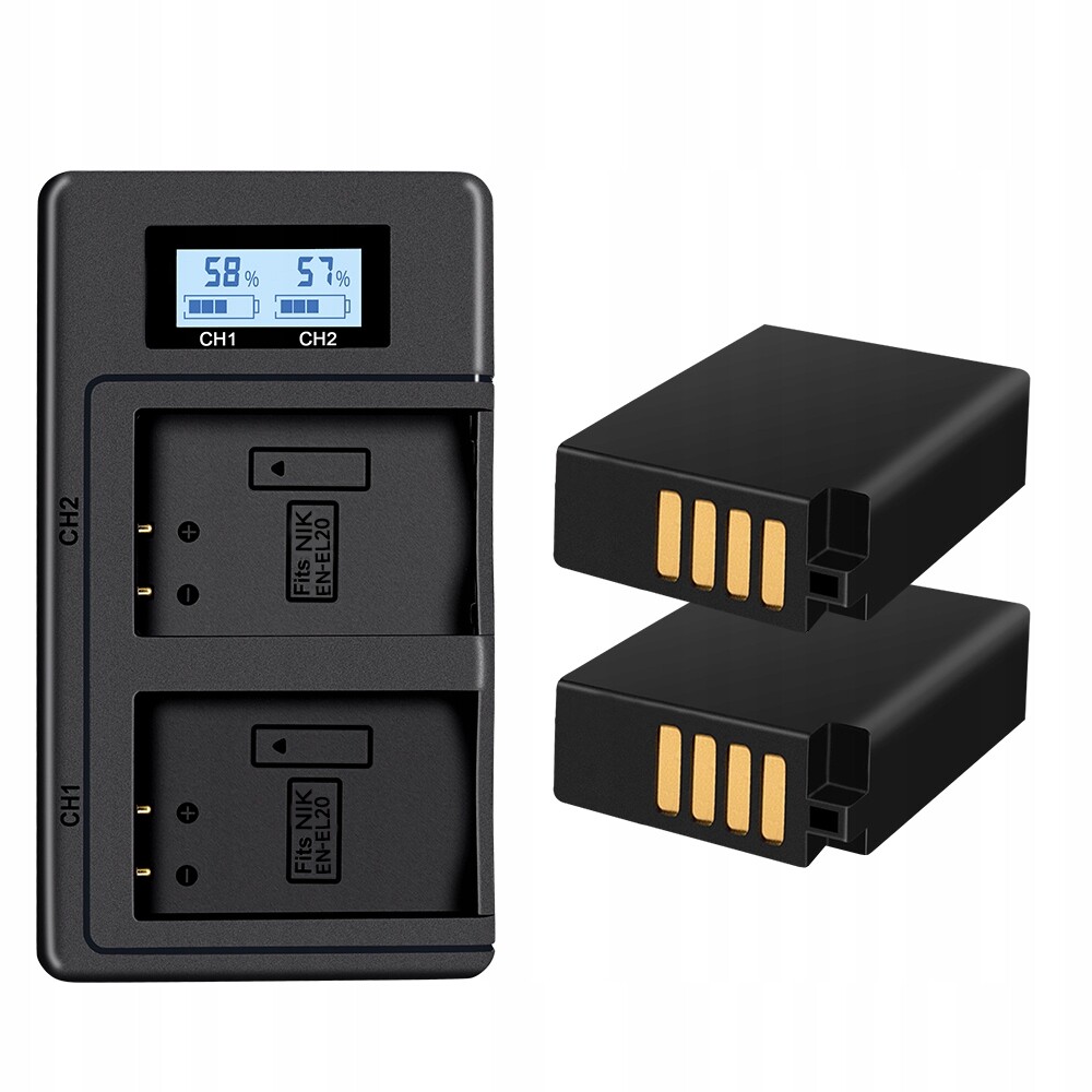 2ks En EL20 EL20A Baterie LCD Nabíječka s Pouzdrem pro Nikon Coolpix P1000 P950