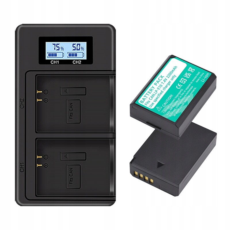 2x Baterie LP-E10 LCD Usb Nabíječka pro Canon Eos 1100D 1200D 1300D 2000D