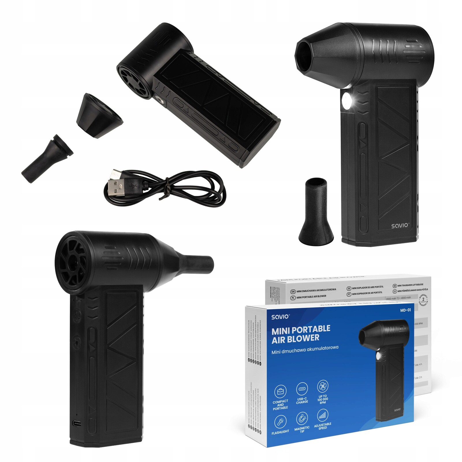 Mini akumulátorové dmychadlo Savio MD-01 regulace 3 úrovně baterie 4000 mAh