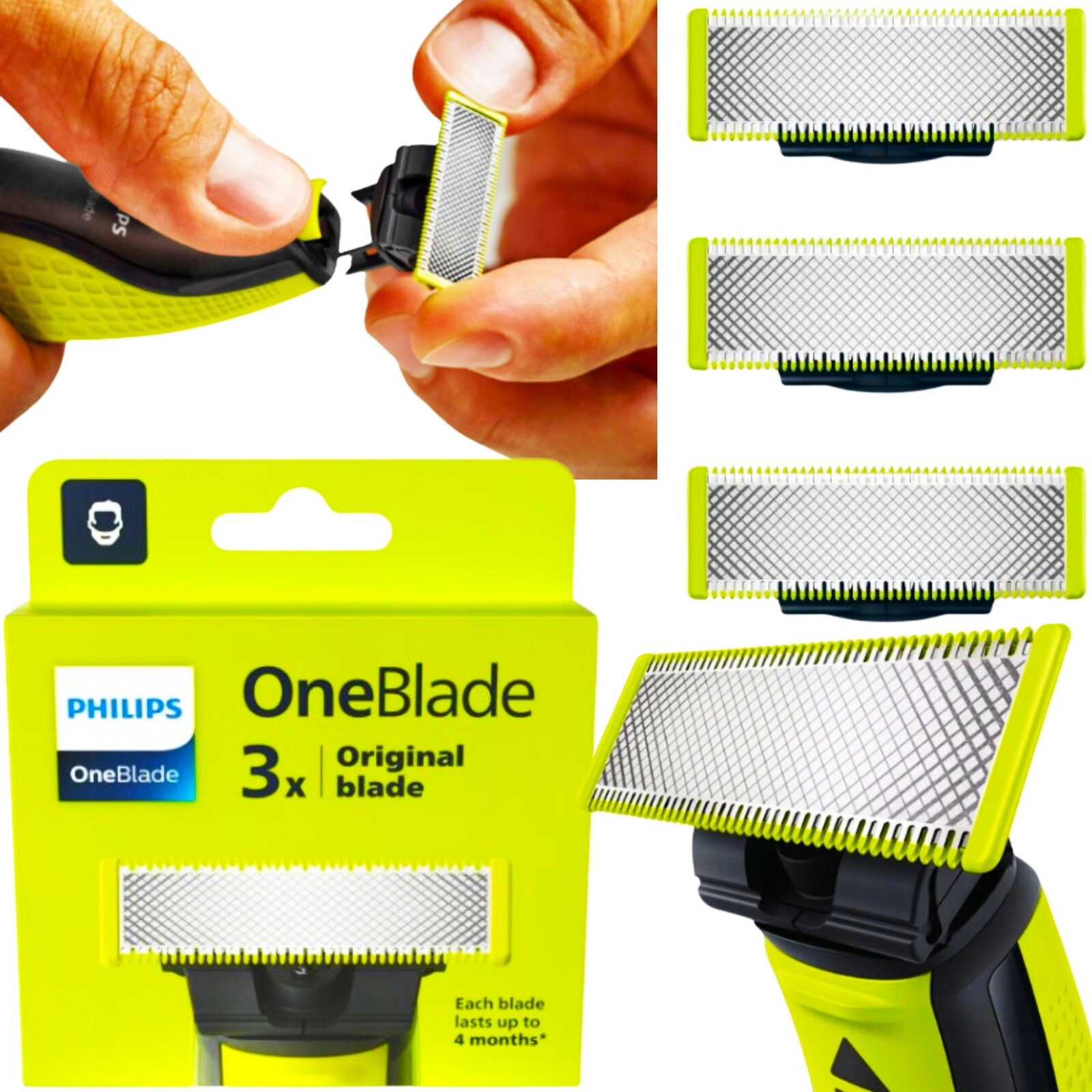 Čepele Philips OneBlade QP430/50 originální, 3 ks, originální, zabalené