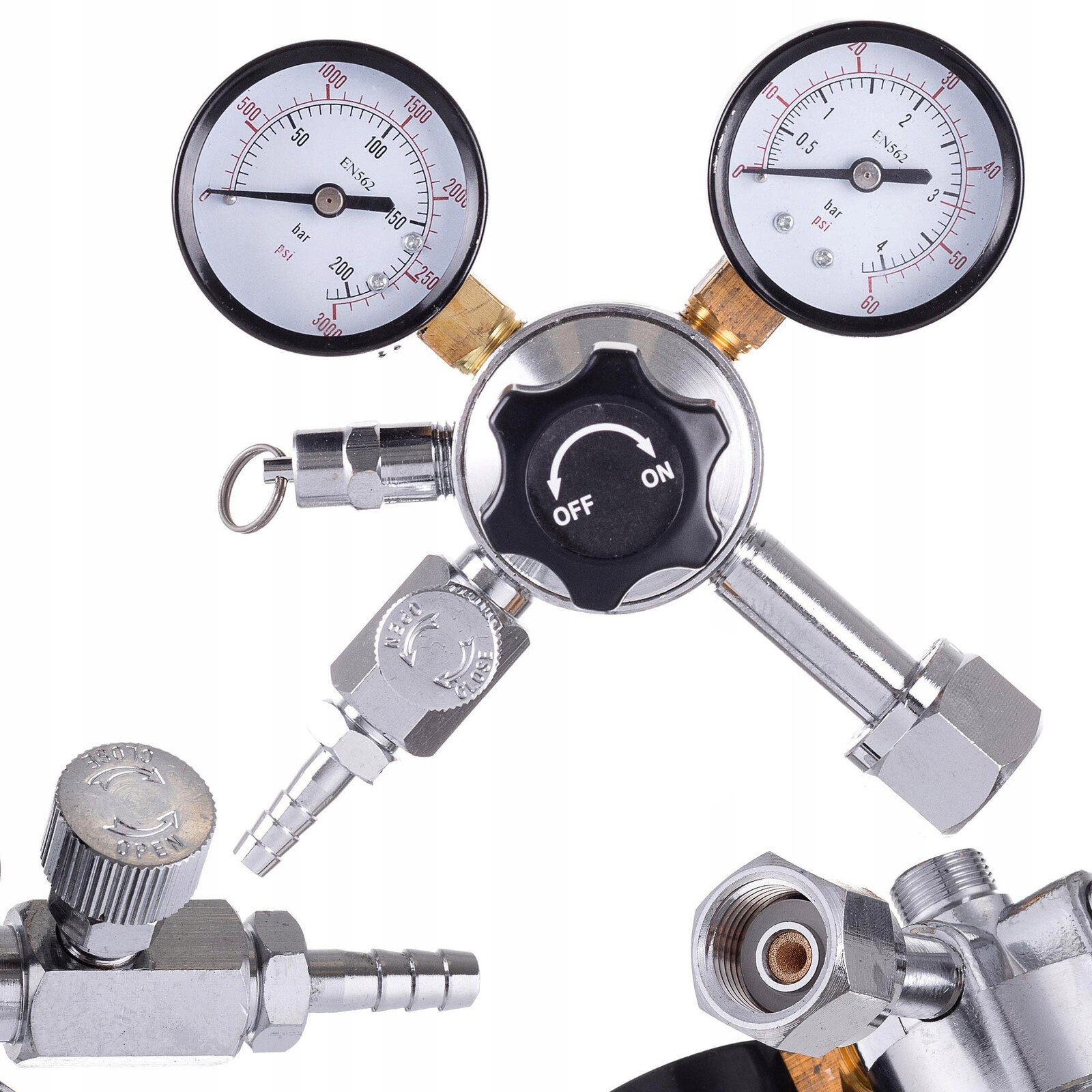 Reduktor CO2 Pro Vodu Piva A Vína, Cider, 2 Manometry A Pojistka Plynová