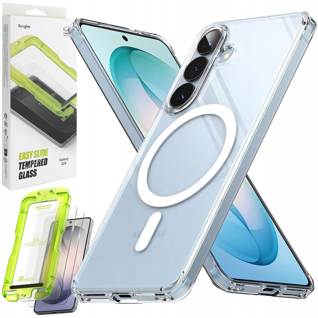 Ringke: Pouzdro Fusion Magnetic Clear +2x Sklo pro Samsung Galaxy S26