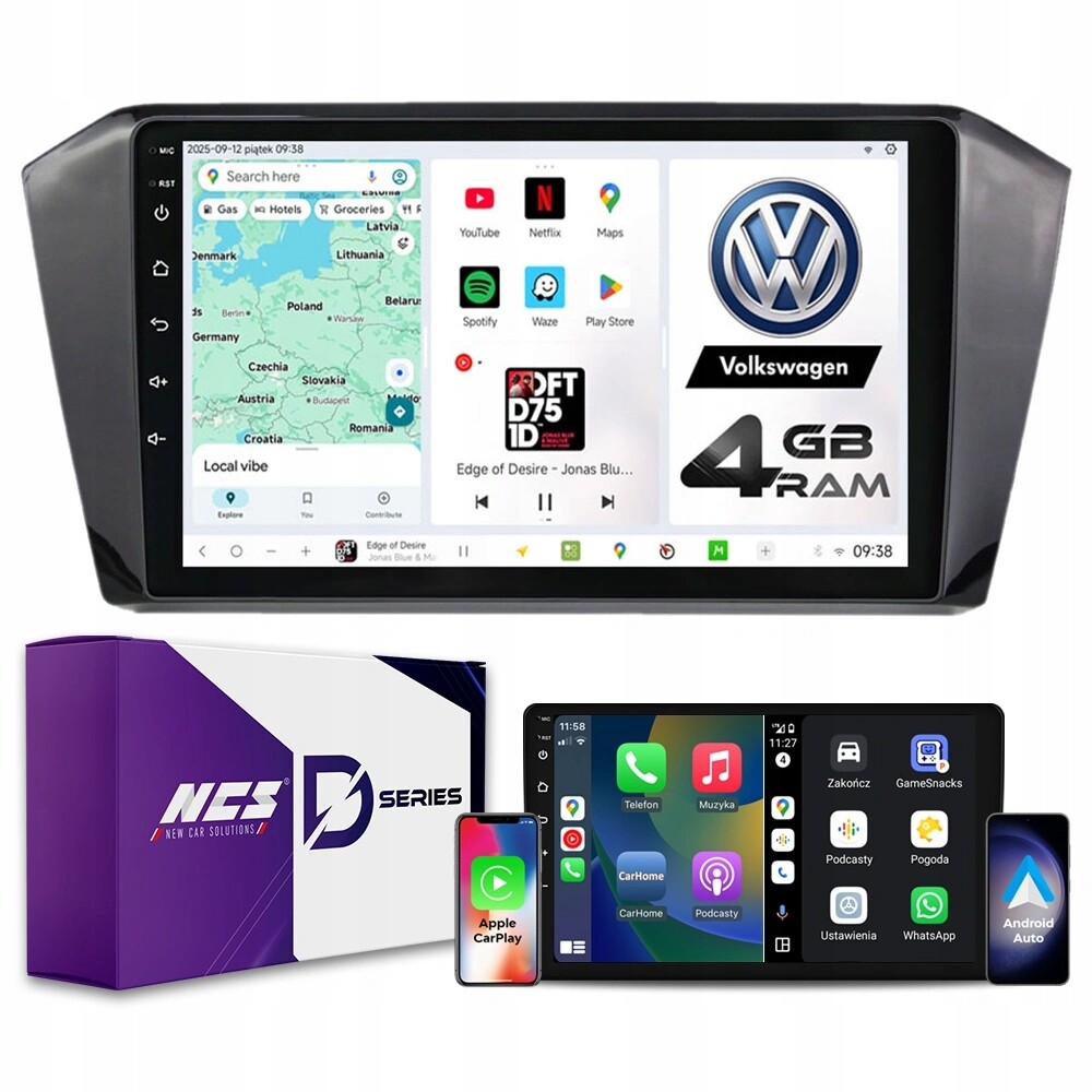 Rádio Navigace Ncs D10 Volkswagen Passat B8 2014-2023 Android 4GB Lte 10″