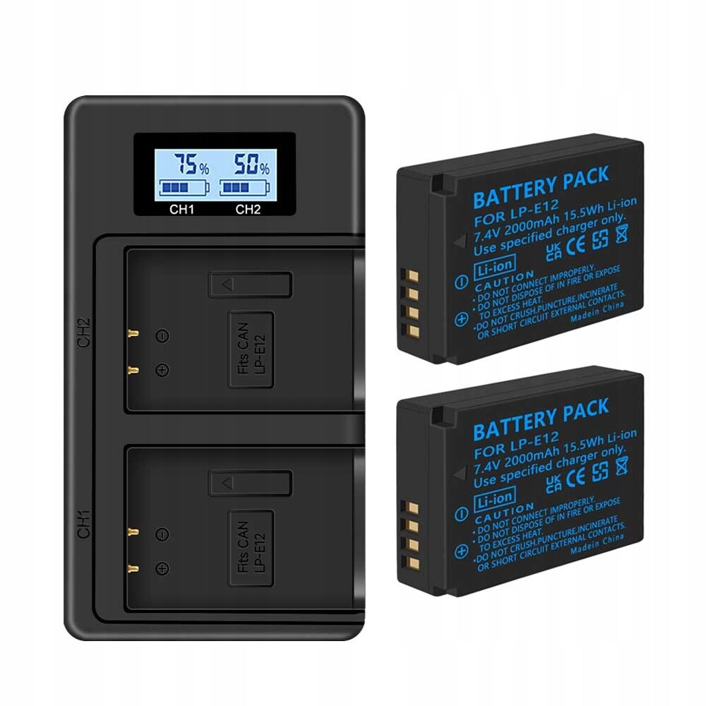2ks LP-E12 Baterie LCD Nabíječka pro Canon Eos M Eos M10 Eos M50 Eos M100
