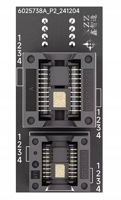 Adaptér QFN/WSON8 5x6 a 6x8mm SOIC/SO8 150 a 208mils -> DIP8 Zif 4v1