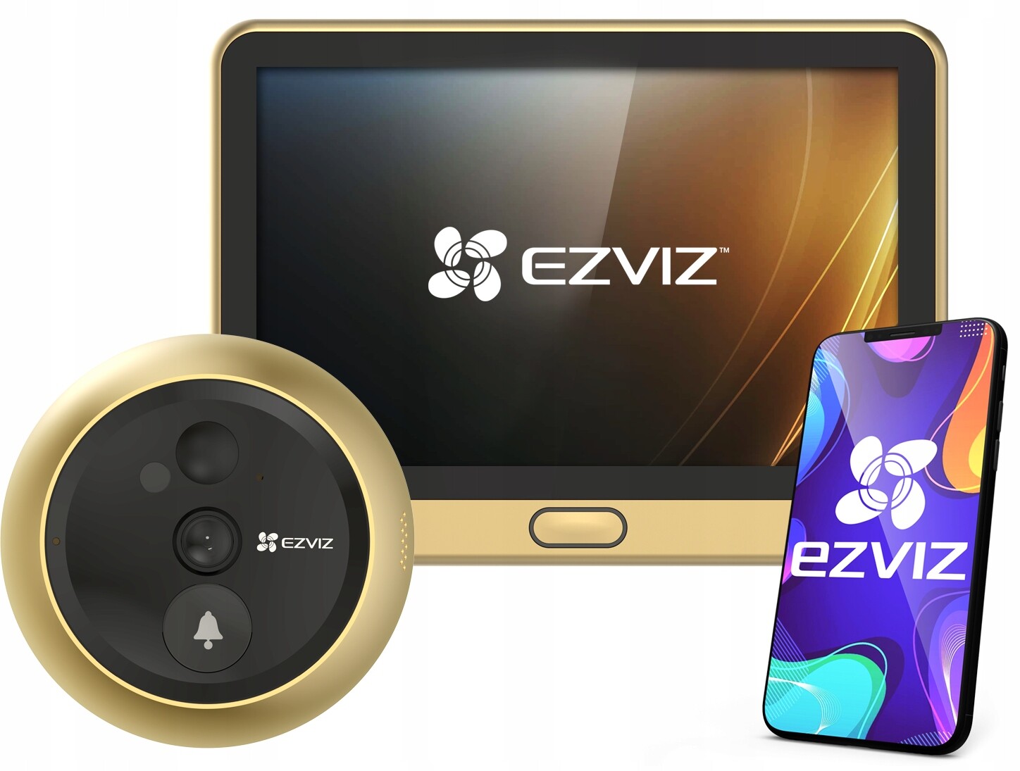 Elektronický WiFi hledáček Ezviz DP2C Gold Zvonek s kamerou Aplikace Zlatá