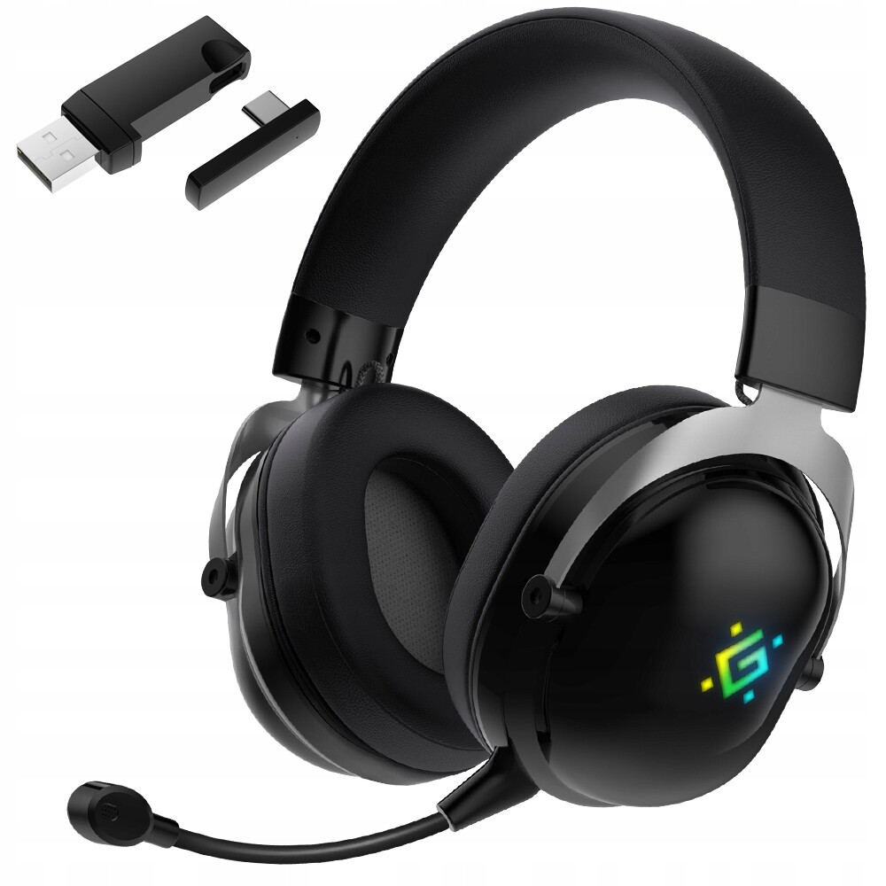 Herní Bezdrátová sluchátka s mikrofonem Bluetooth Černá Led