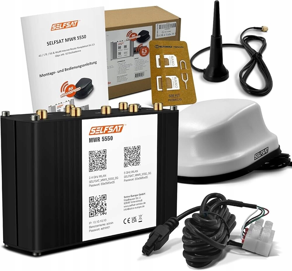 Selfsat Mwr 5550 bílý router 4G/LTE/5G se střešní anténou, 3,3 Gb/s