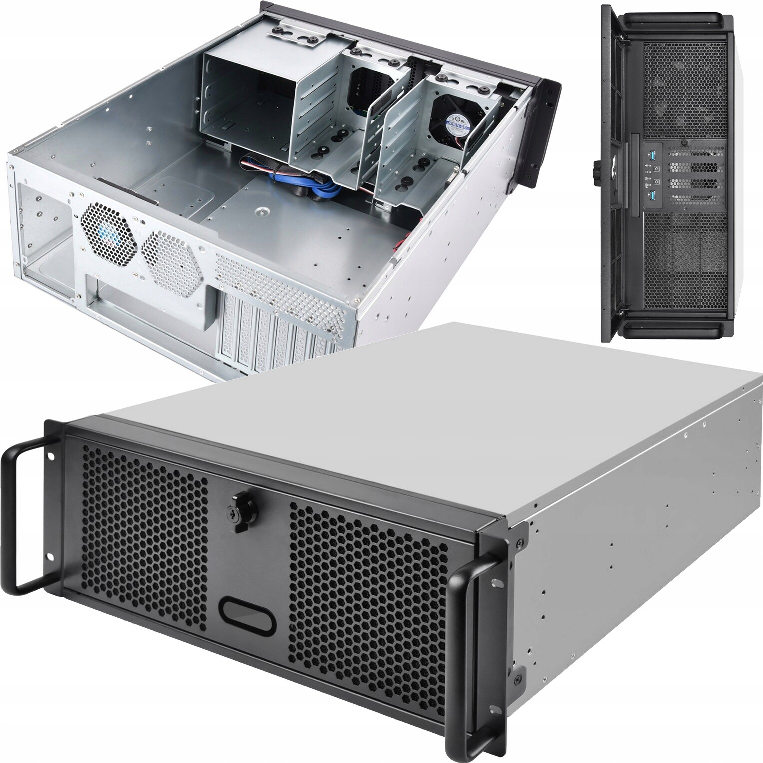 Počítačová Skříň Rack 4U serverové Atx 7x Pci Usb 3.1 5Gbps kovové 3x 5,25