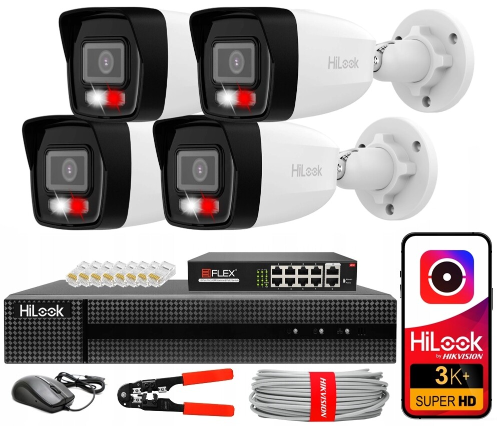 Sada Pro Monitorování Ip 4 Kamer 6MPX Hilook By Hikvision Externí Poe