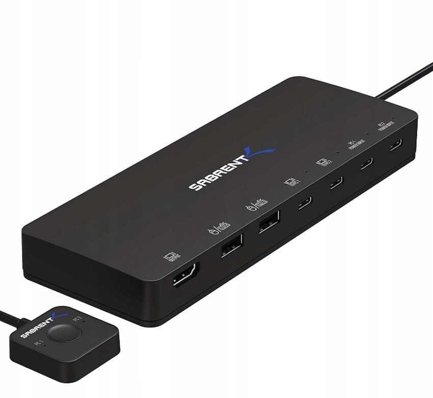 Switch Kvm Přepínač Sabrent 2x Usb-c Pc Hdmi 4K 60Hz 2x Usb-c Pd 60W