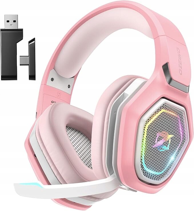 Sluchátka přes uši Ozeino s mikrofonem Rgb, růžová