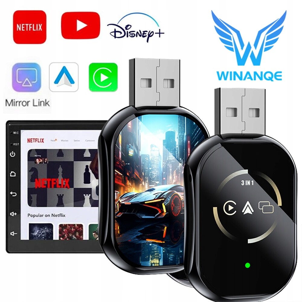 2026 Bezdrátový adaptér modulu Carplay pro Android Auto Zrcadlení Link 3v1