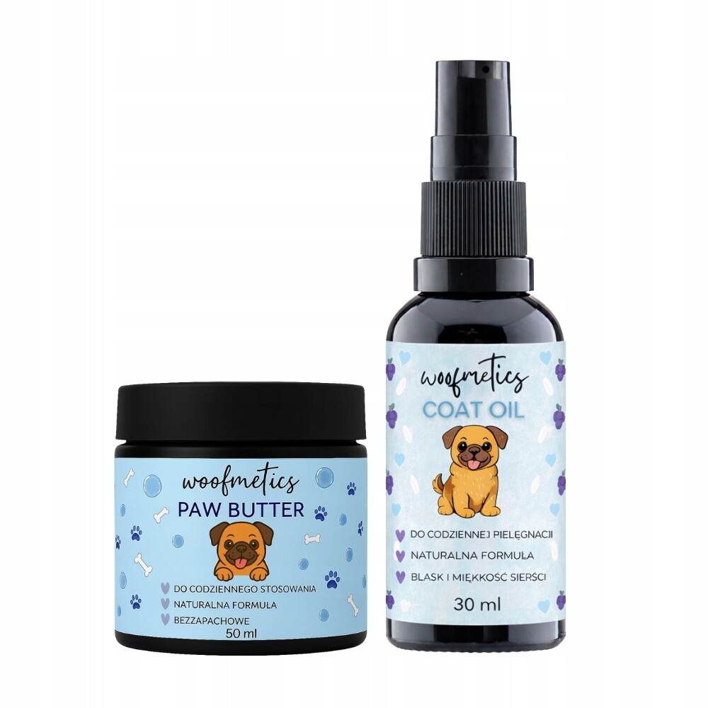 Sada pro psa Bezzápachové máslo na tlapky 50 ml Olej na srst psa 30 ml