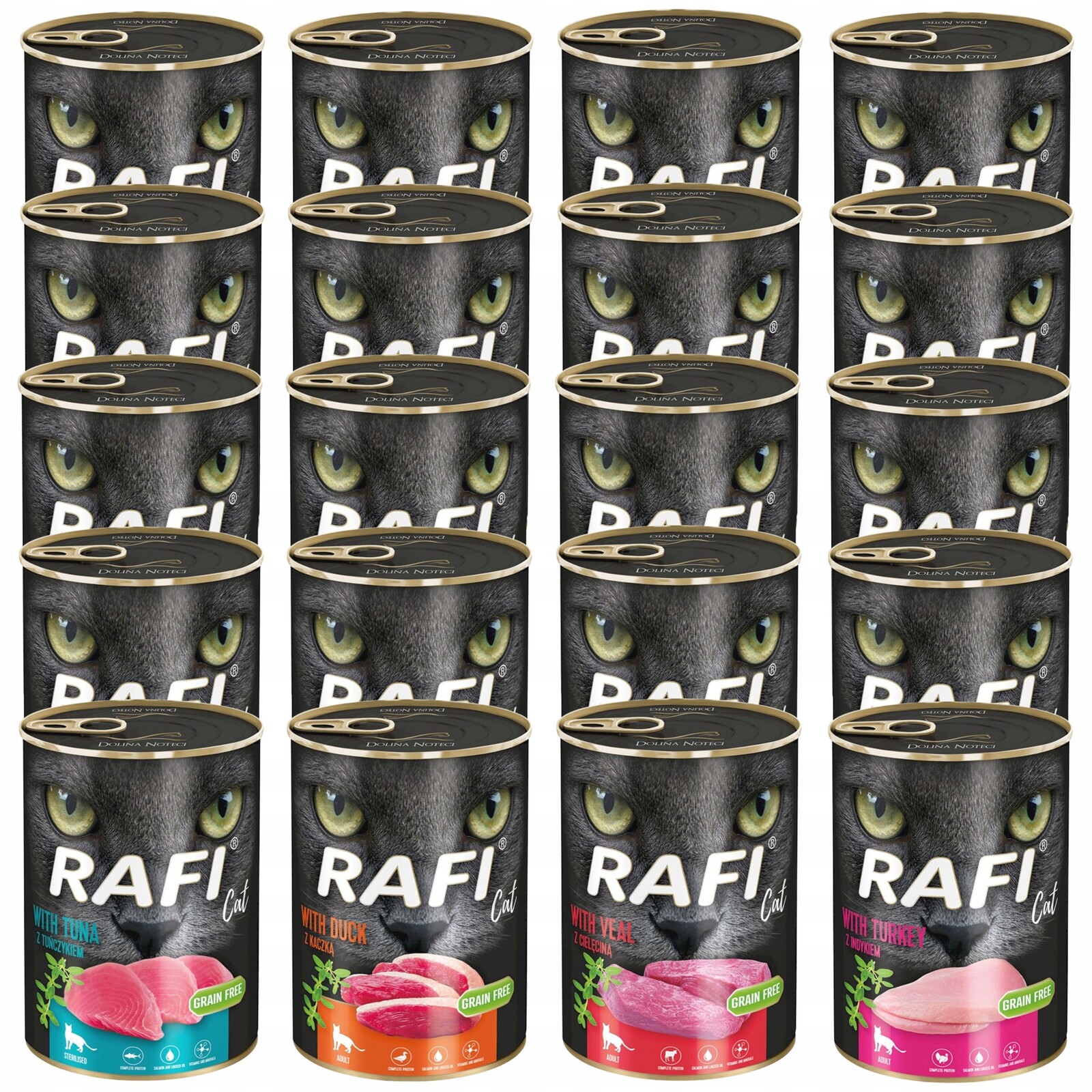 Rafi Dolina Noteci krmivo pro kočky mix chutí 20 x 400 g bez obilovin