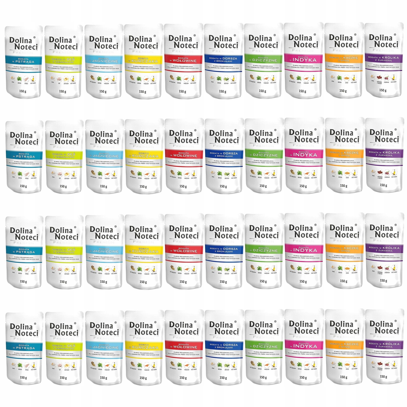 Dolina Noteci Premium bezobilné Krmivo mokré pro psa mix chutí 40 x 150 g