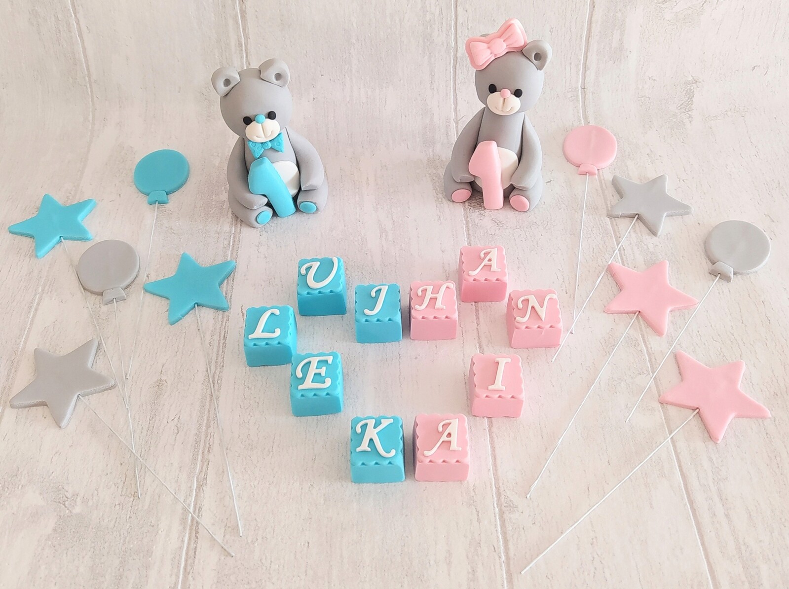 Medvídek figurka Dekorace z cukrové hmoty pro chlapce nebo dívku