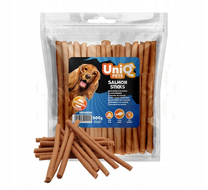 UniQ Pets Měkké Tyčinky s lososem 500 g Psí Pamlsek Salmon Sticks