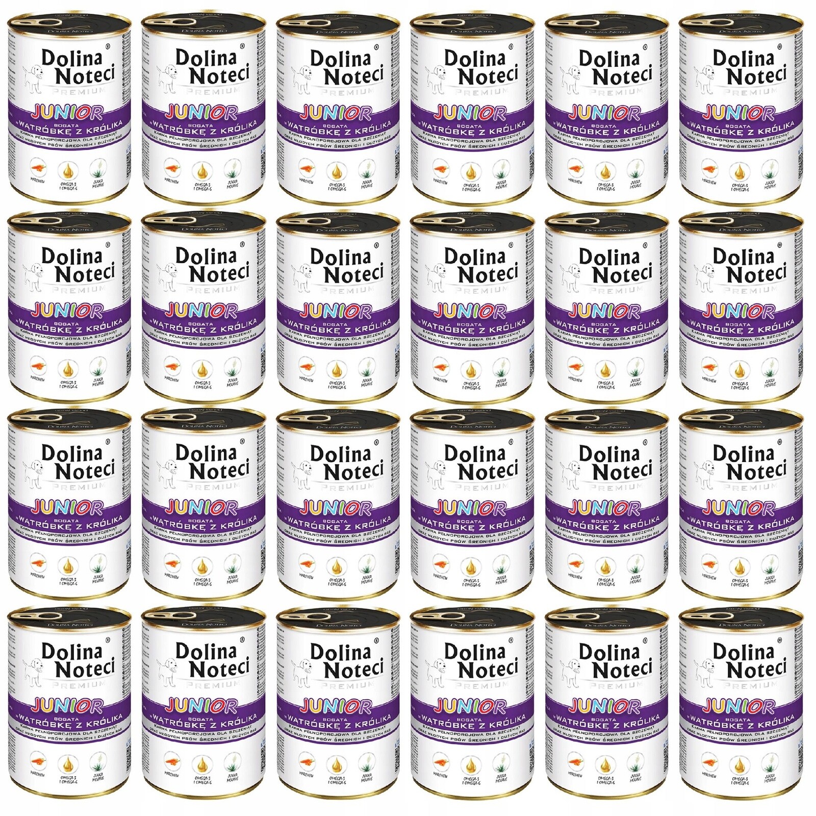 Dolina Noteci Junior Krmivo mokré pro štěňata Játra Králík 24 x 400 g