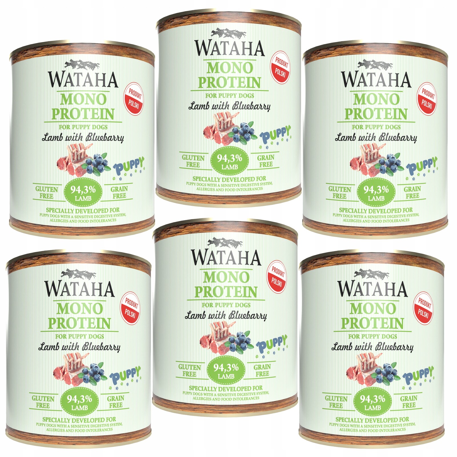 Wataha Mono Puppy krmivo pro štěňata Jehněčí s borůvkou 6 x 800 g