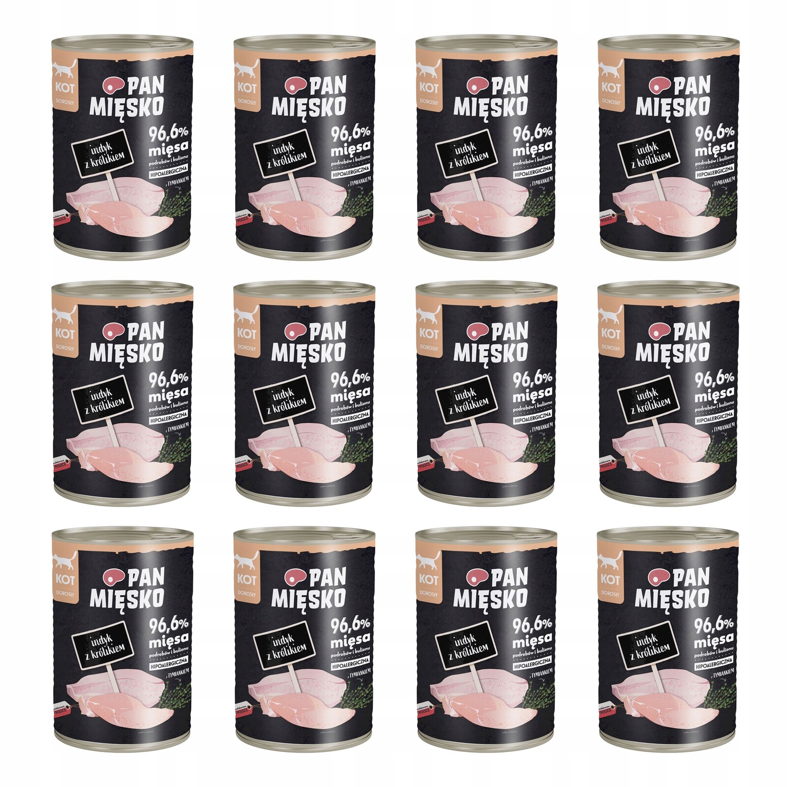 Pan Mięsko Bezobilné Krmivo pro kočky Krůta králík 12 x 400 g