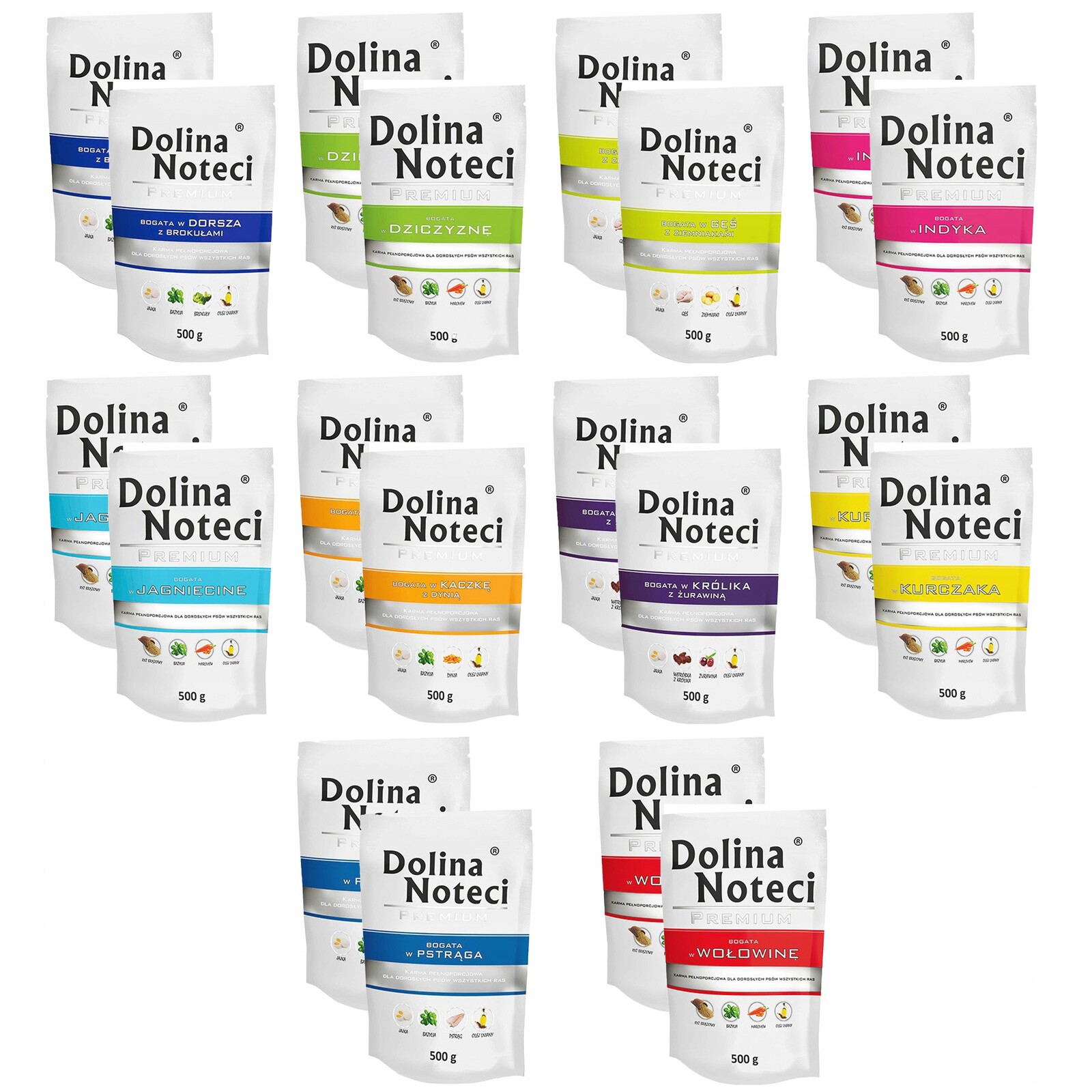 Dolina Noteci Premium Krmivo mokré pro psa Sáčky mix chutí 20 x 500 g