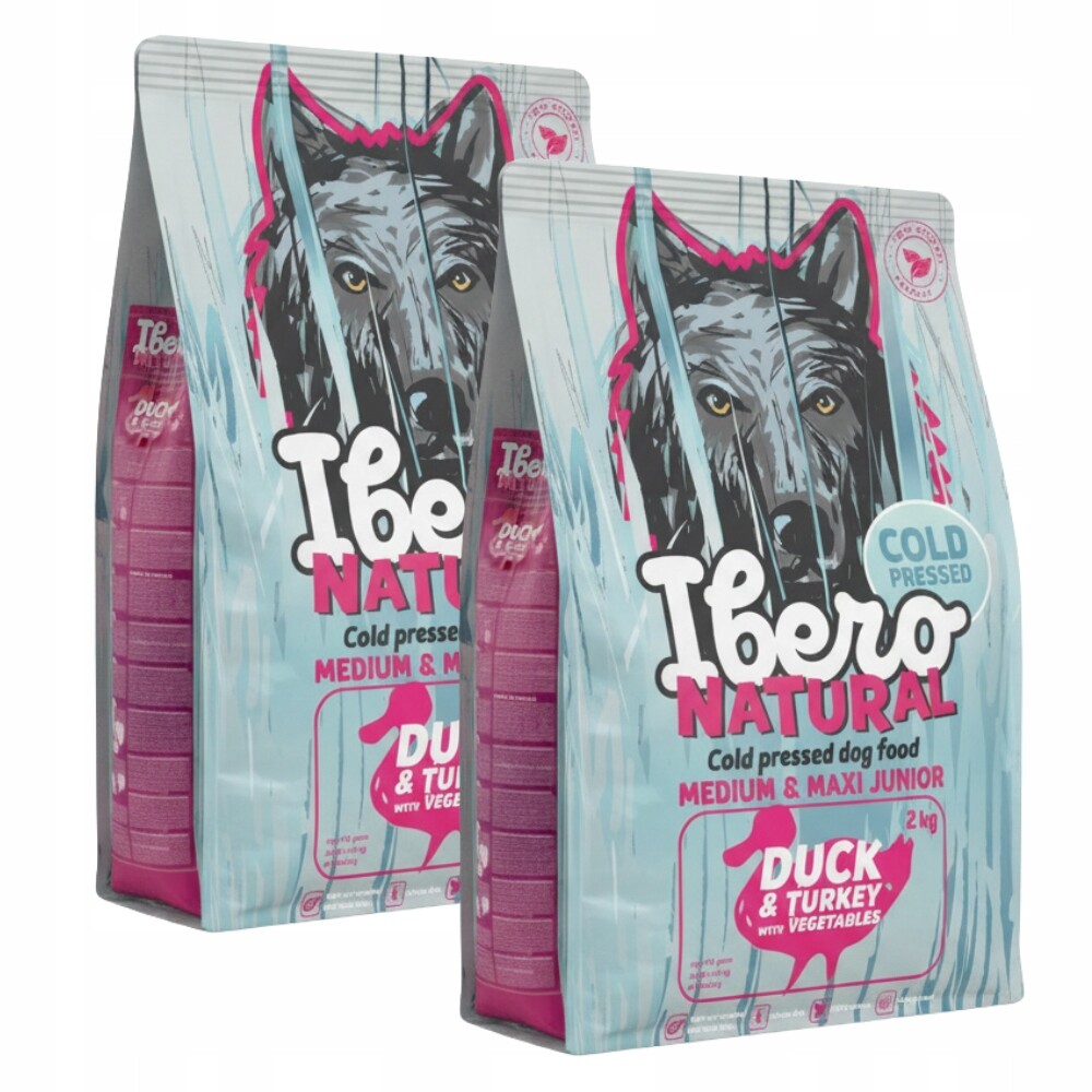 Krmivo pro štěně 6 kg krůta kachna Ibero Cold Press Junior Medium Large