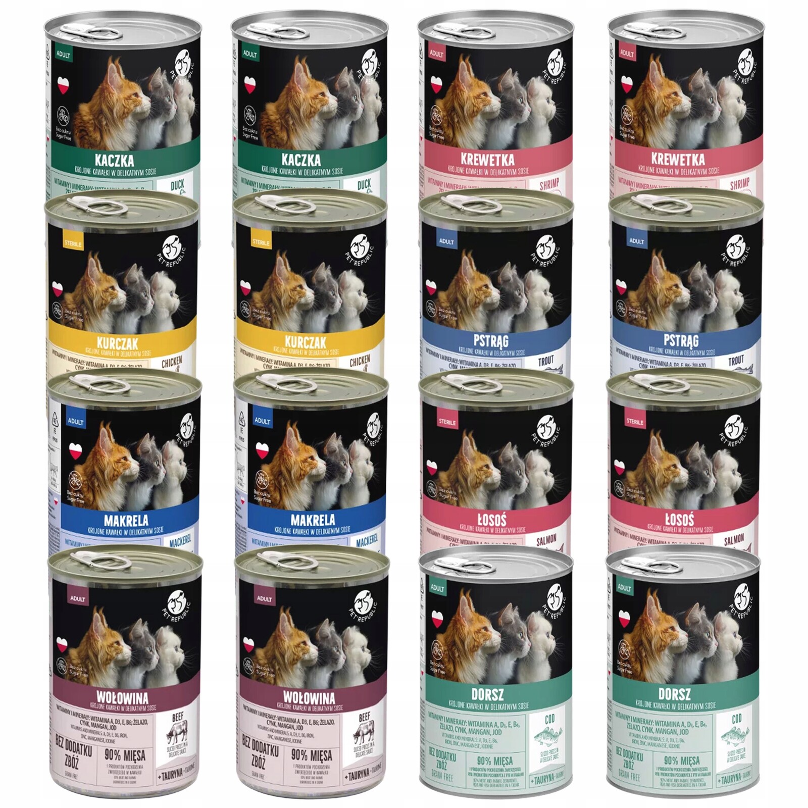 Pet Republic krmivo pro kočky mix chutí 16 x 400 g