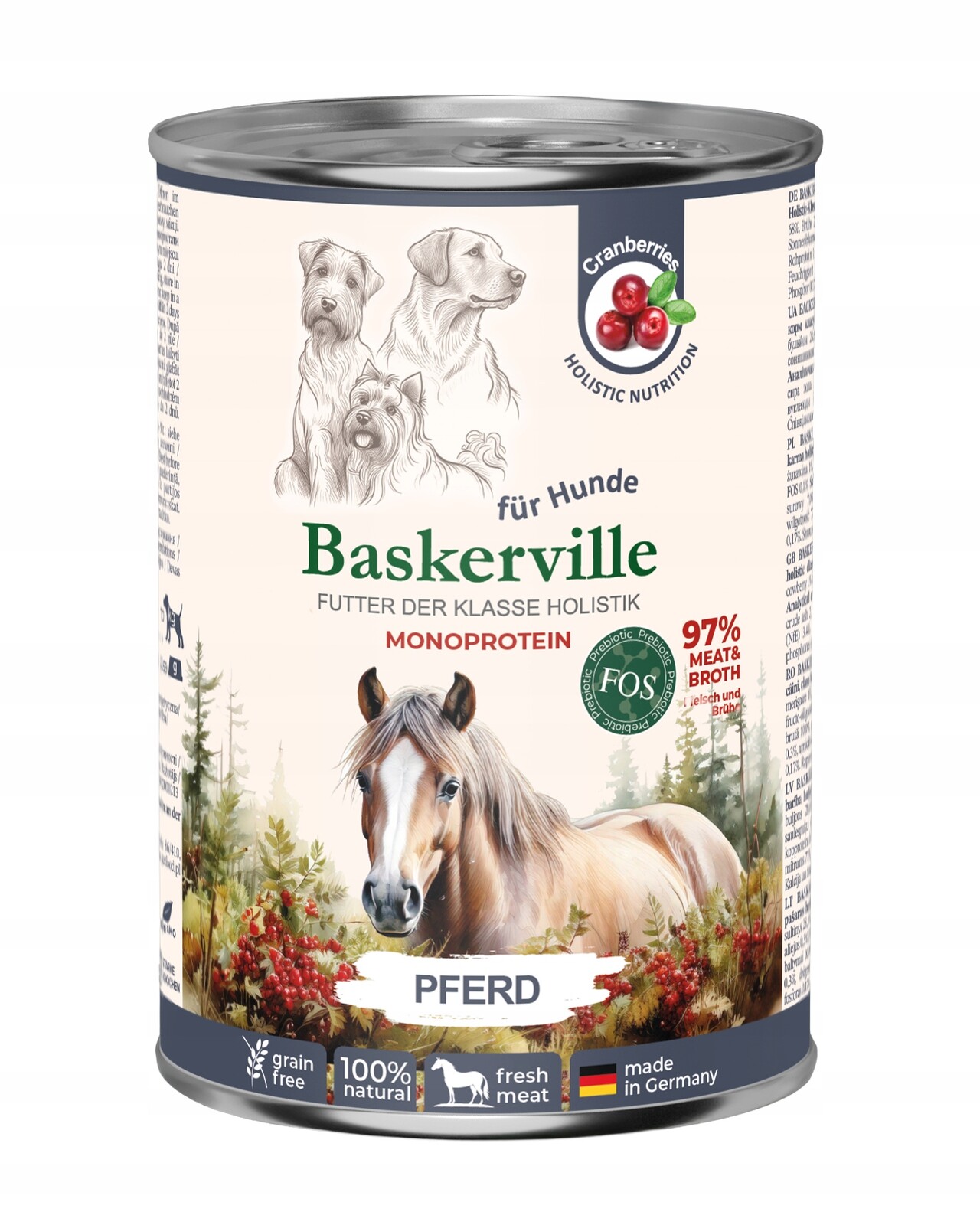 Baskerville Premium vlhké krmivo pro psy Adult Konina 16x400 g