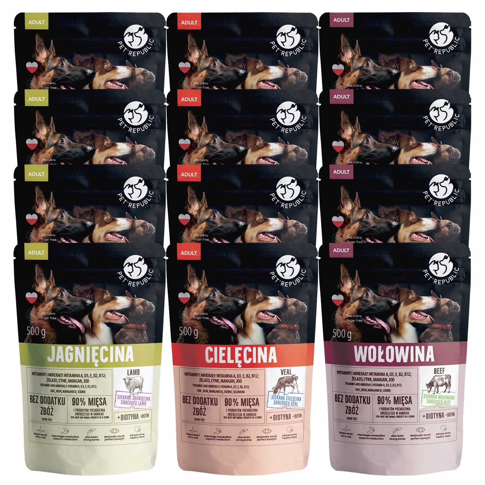 Pet Republic krmivo pro psy mix chutí 12 x 500 g