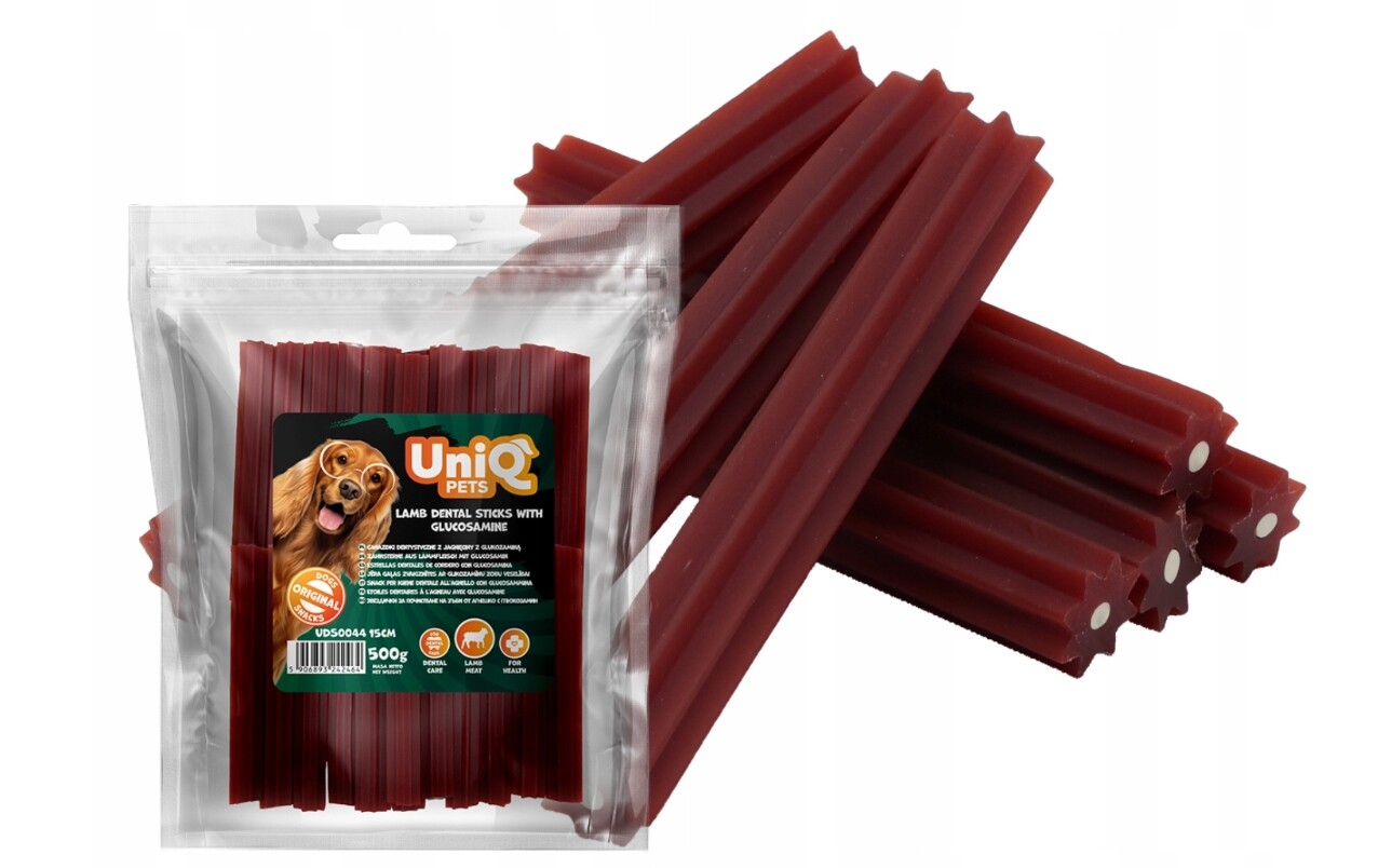 UniQ Pets Zubní hvězdičky z jehněčího masa 15 cm Dental Psí Pamlsek